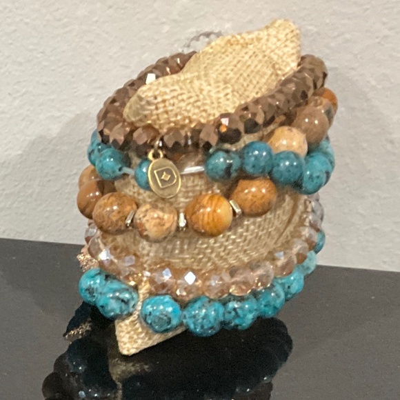 Boho “ Jolene ” 5 Strand Bracelet with Natural Stones and Charms R4B - Picture 2 of 2
